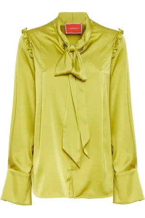 La DoubleJ Dames, Blouses & Shirts, Groen, Maat: L Satijn