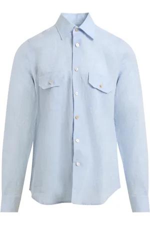 Kiton Heren, Overhemden, Blauw, Maat: L Linnen