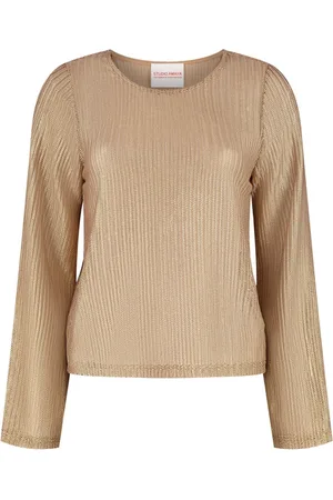 Studio Amaya Dames, Blouses & Shirts, Bruin, Maat: S Poliester