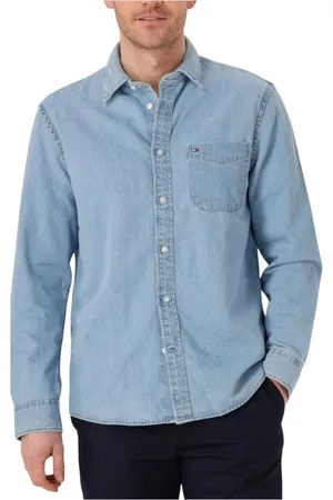 Tommy Hilfiger Heren, Overhemden, Blauw, Maat: 2XL Denim