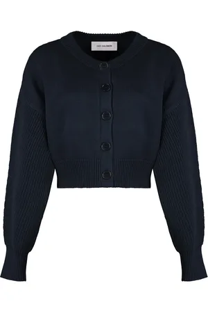 YVES SALOMON Dames, Truien, Blauw, Maat: M Katoen