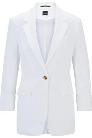 HUGO BOSS Dames, Jassen, Wit, Maat: 2XL Linnen