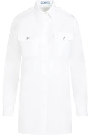 Prada Dames, Blouses & Shirts, Wit, Maat: S Katoen