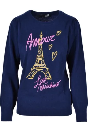 Moschino Dames, Truien, Blauw, Maat: XL Wol