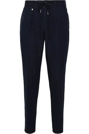 HUGO BOSS Heren, Broeken, Blauw, Maat: 3XL Linnen
