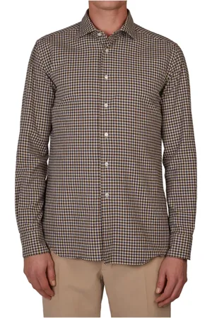 Incotex Heren, Overhemden, Bruin, Maat: 3XL Katoen