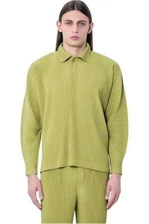 Issey Miyake Heren, Overhemden, Groen, Maat: M Poliester