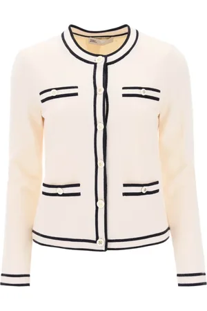 Tory Burch Dames, Truien, Wit, Maat: L Wol
