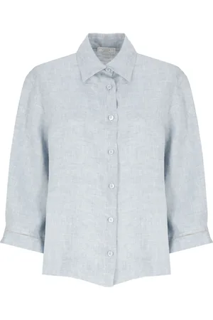 PESERICO SIGN Dames, Blouses & Shirts, Blauw, Maat: XS Linnen