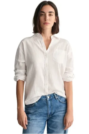 GANT Dames, Blouses & Shirts, Wit, Maat: XL Linnen
