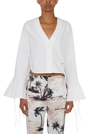 Palm Angels Dames, Blouses & Shirts, Wit, Maat: 2XS Katoen