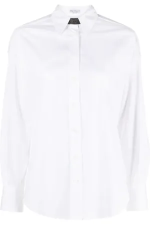 Brunello Cucinelli Dames, Blouses & Shirts, Wit, Maat: S Katoen