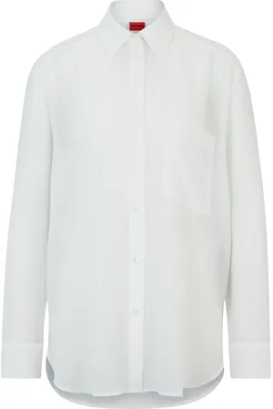 HUGO BOSS Dames, Blouses & Shirts, Wit, Maat: M Leer