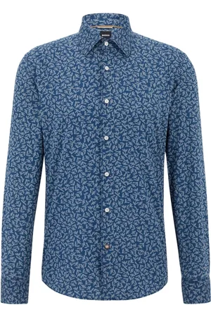 HUGO BOSS Heren, Overhemden, Blauw, Maat: 2XL Katoen