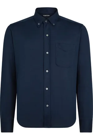 Tom Ford Heren, Overhemden, Blauw, Maat: M Katoen