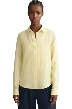 GANT Dames, Blouses & Shirts, Geel, Maat: L Linnen