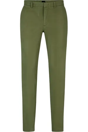 HUGO BOSS Heren, Broeken, Groen, Maat: XL Katoen