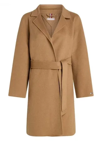 Tommy Hilfiger Dames, Mantels, Bruin, Maat: XL Wol