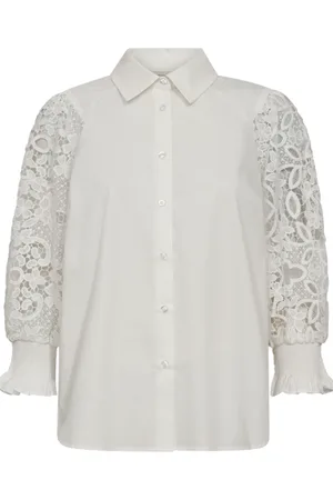 Freequent Dames, Blouses & Shirts, Wit, Maat: M Katoen