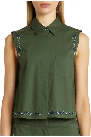 MARELLA Dames, Blouses & Shirts, Groen, Maat: M Katoen