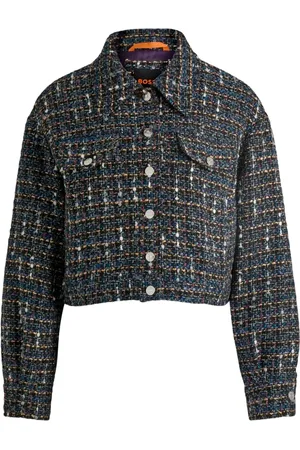 HUGO BOSS Dames, Jassen, Zwart, Maat: XL Tweed