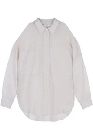 TELA Dames, Blouses & Shirts, Wit, Maat: S