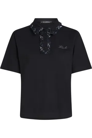 Karl Lagerfeld Dames, Tops, Zwart, Maat: S Katoen
