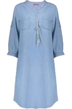 Geisha Dames, Jurken, Blauw, Maat: XL Denim