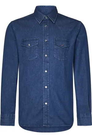 Tom Ford Heren, Overhemden, Blauw, Maat: S Denim