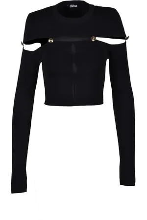 VERSACE Dames, Tops, Zwart, Maat: L Viscose