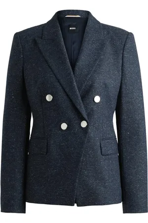 HUGO BOSS Dames, Jassen, Blauw, Maat: XL Wol