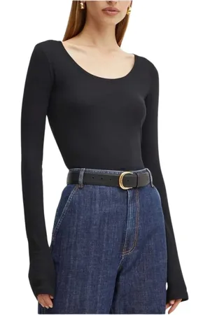 HUGO BOSS Dames, Tops, Zwart, Maat: L Katoen