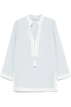 Tory Burch Dames, Blouses & Shirts, Blauw, Maat: M Zijde