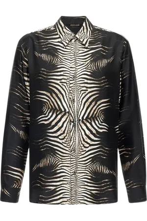 Roberto Cavalli Heren, Overhemden, Zwart, Maat: XL