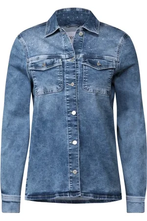 CECIL Dames, Jassen, Blauw, Maat: M Denim