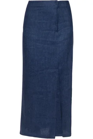 ALYSI Dames, Rokken, Blauw, Maat: M Linnen