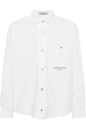 Stone Island Heren, Overhemden, Wit, Maat: M Katoen