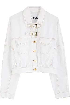 Ganni Dames, Jassen, Wit, Maat: M Denim