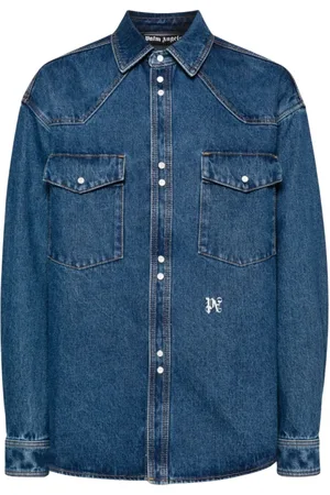 Palm Angels Heren, Overhemden, Blauw, Maat: L Denim