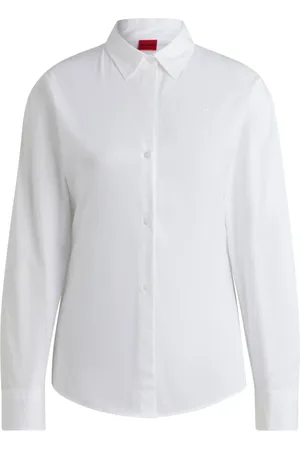 HUGO BOSS Dames, Blouses & Shirts, Wit, Maat: L Katoen