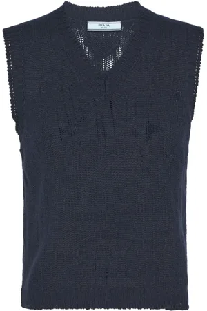 Prada Dames, Truien, Blauw, Maat: S