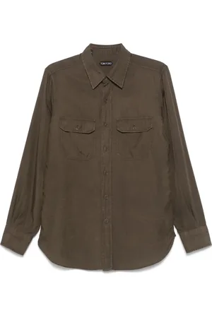 Tom Ford Heren, Overhemden, Bruin, Maat: 2XL Katoen