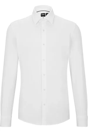 HUGO BOSS Heren, Overhemden, Wit, Maat: 4XL Polyamide