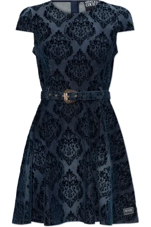 VERSACE Dames, Jurken, Blauw, Maat: XS Velours