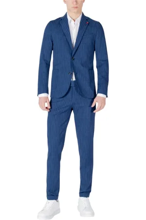 MULISH Heren, Pakken, Blauw, Maat: S Katoen