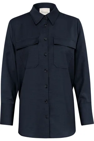 My Essential Wardrobe Dames, Blouses & Shirts, Blauw, Maat: 3XL Wol