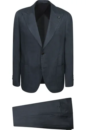 LARDINI Heren, Pakken, Blauw, Maat: 2XL Linnen