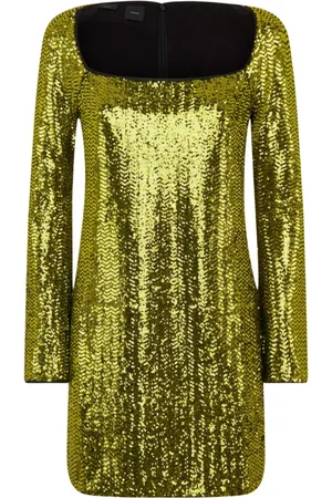 Pinko Dames, Jurken, Groen, Maat: 2XS Poliester
