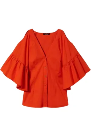 Twin-Set Dames, Blouses & Shirts, Oranje, Maat: S Katoen