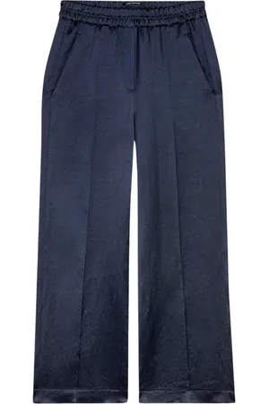 Luisa Cerano Dames, Broeken, Blauw, Maat: S Linnen